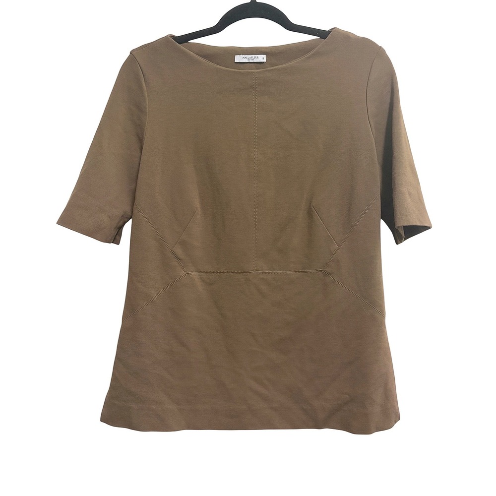 MM.LaFleur The Didion Top Professional Brown Short Sleeve Seamed Blouse XL